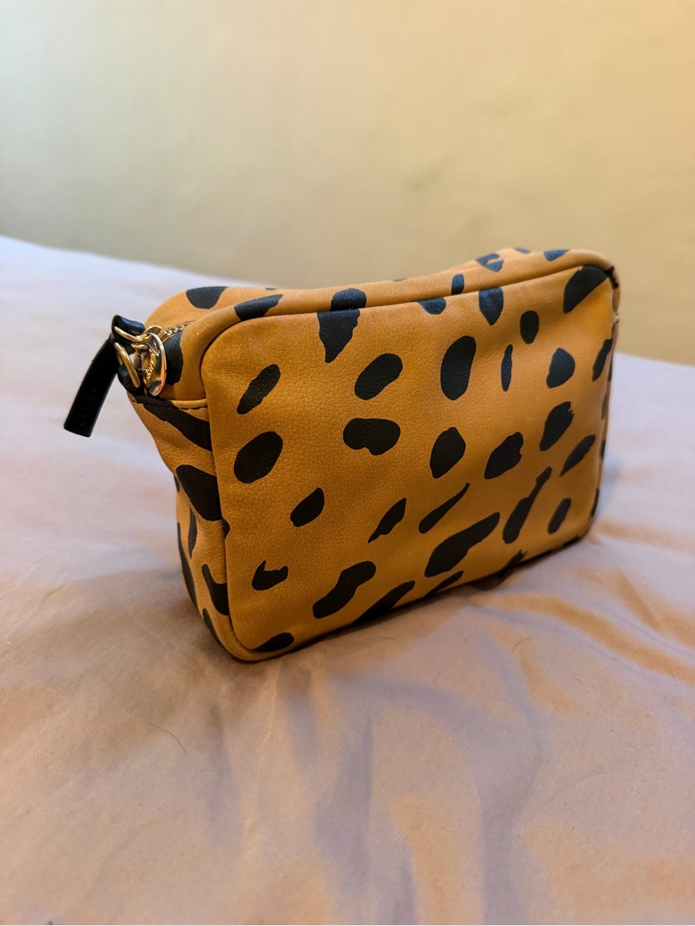 Clare V. Jaguar Print Midi Sac - Tan and Black